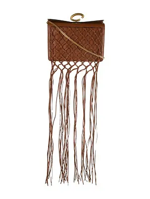 $3K OSCAR DE LA RENTA Designer Cognac Leather Clutch Bag W/Fringes NIB  • $399.99