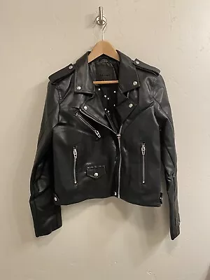 Blank NYC Women’s NWT Size Large Black Vegan Leather Moto Jacket • $59.50