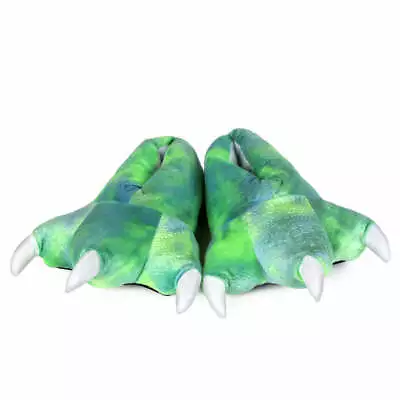 Green Dinosaur Feet Slippers - Dino Claw Paw House Shoes • $34.95