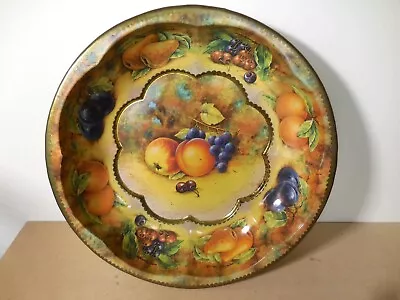 Vintage 1971 Daher Decorated Ware Round Tin Fruits Bowl Tray Made England 10” • $5