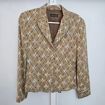 Cue Design Retro Style Button Up Jacket/Blazer Collar Padded Shoulders-Size 12 • $39.99