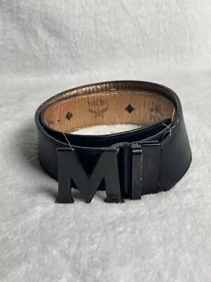 MCM Black Buckle Claus Reversible Leather Belt One Size - Black/Brown • $49.99