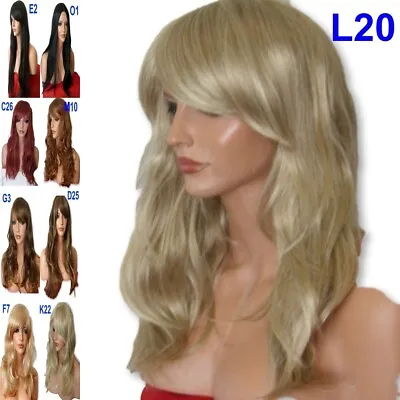 Ladies Long Full Auburn Ginger Blonde Long Straight Wavy Curly Wigs • £12.99