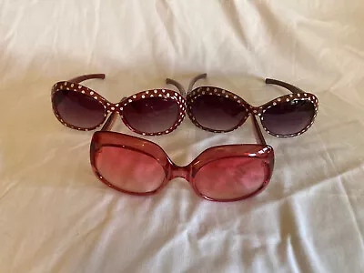 1990s Vintage Sunglasses Red & Polka Dot Lot Of 3 • $17.99
