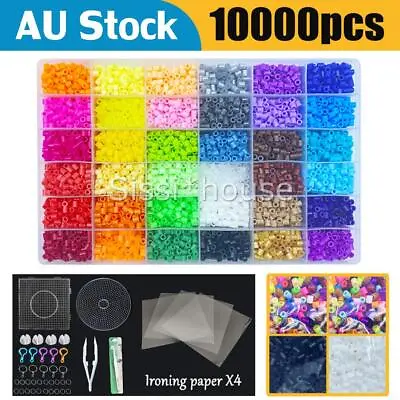 10000PCS 5mm Perler Hama Beads Kit Set Kids Fun DIY Craft Toys Gift 36-Colors AU • $30.95