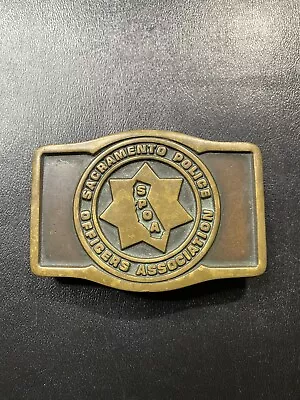 Vintage 1984 Police Officer Association Sacramento Brass Belt Buckle USA CA • $47.50