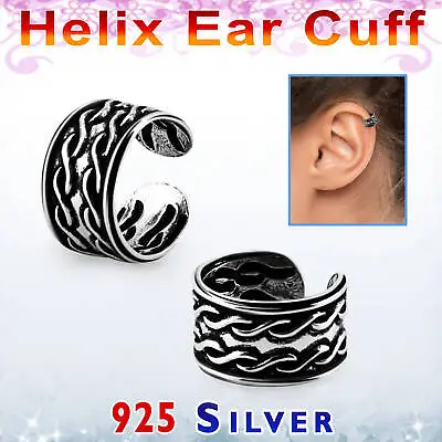 £5.99 • Buy Ear Cuff 925 Sterling Silver Clip Moon Star Sun Leaf Turtle Hearts Dolphin Wave