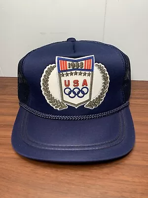 VTG 80s USA Olympics 1988 Trucker Snapback Hat Sports Cap • $14.95