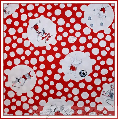 BonEful Fabric FQ Cotton Quilt OLIVIA The PIG Nick JR Book Dot Red White RARE US • $6.47