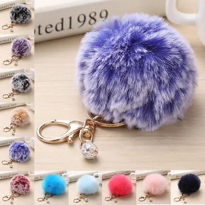 Charm Faux Rabbit Fur Fluffy Pom Pom Key Chain Ball Bag Car Pendant Keyring Ca • $2.03