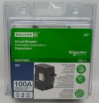 Square D QO2100C Miniature Circuit Breaker - 100 A 2 Pole 120/240 VAC • $34.75