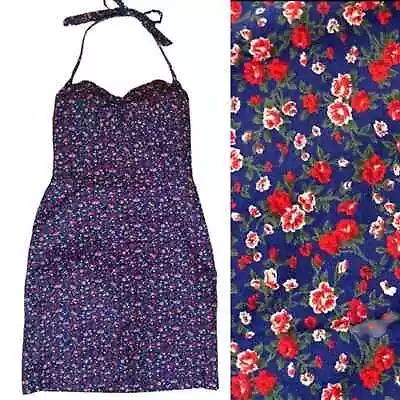 Vintage 90’s BETSEY JOHNSON Halter Mini Dress Women’s 2 Micro Floral Liberty • $45