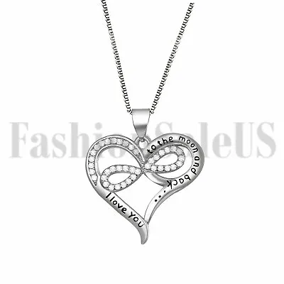  I Love You To The Moon And Back  Women's Infinity Love Heart Pendant Necklace • $11.99