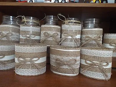 12 Burlap Mason Jar Sleeves DIY Wedding Decorations Rustic Wedding Decorations • $40