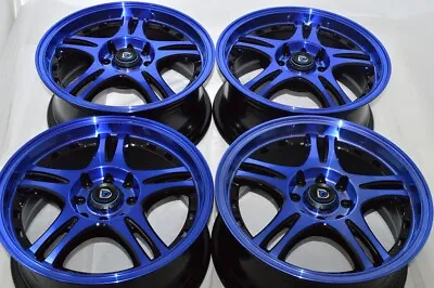 4 New DDR ZK16 15x6.5 4x100/114.3 38mm Black/Polished Blue 15  Wheels Rims • $609