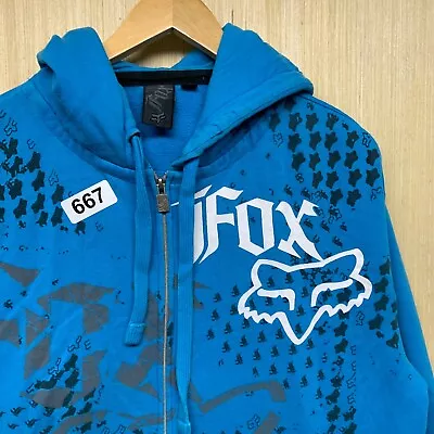 Vintage Fox Hoodie Adult Size Large Blue Long Sleeve Men's Full Zip UpY2K • $28.66