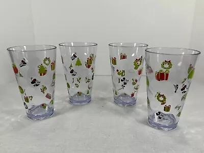 Disney Plastic Tumbler 4 Piece Mickey & Minnie Mouse Christmas Holiday Set CLEAN • $15.96