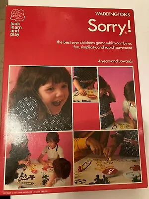 Vintage Sorry! 1970s Board Game - Waddingtons - Family Fun.  Complete.  Used • £15