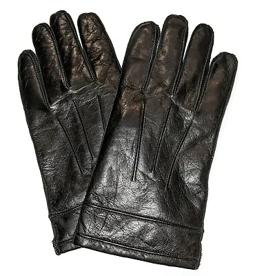Aris Isotoner Men's Leather Logo Gloves Black Large NEW • $33