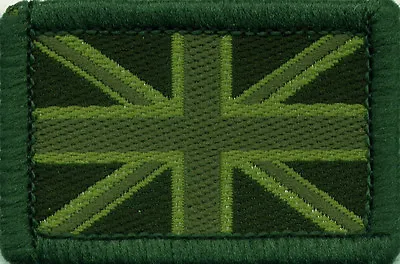 Union Jack UK British Flag Woven Badge Patch Green Tones 4 X 2.7cm • £2.03