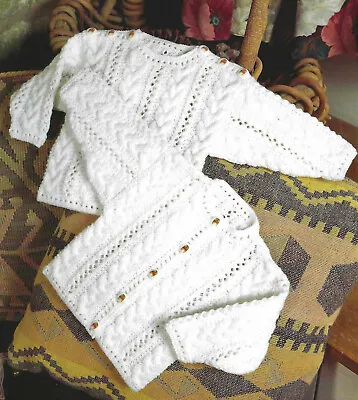 £1.99 • Buy Baby Girls Lacy Cable Sweater Jumper Cardigan KNITTING PATTERN 4 Ply 16 - 26 