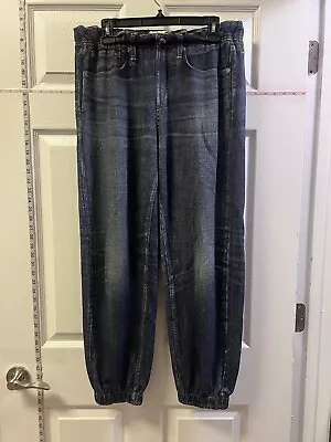 NWT Rag & Bone Miramar Faux Jeans Cotton Sweat Pants Joggers Blue Size L Merest • $159.20