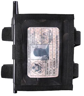 Black Military Style Armband ID Holder - Arm Attach Identificatoin Panel Holders • $10.99