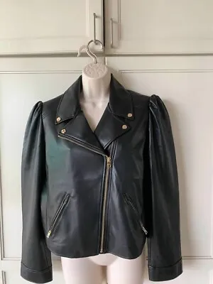 CHICO'S Faux Leather Cropped Moto Jacket- Black- NEW- Chico's SZ 1.5 (10) • $48.50