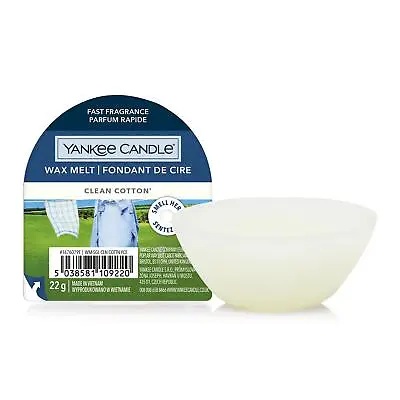 Yankee Candle Wax Melt Original Single Clean Cotton Scent Gift Present Decor • £6.16