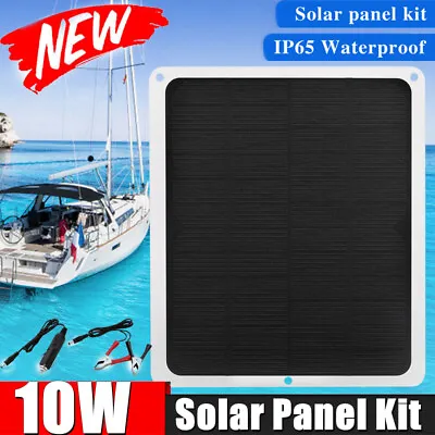 10W Solar Panel Kit Trickle Charge Battery Charger Maintainer Marine RV Car LOT • $14.45
