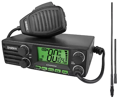 Uniden Uh5050nb Uhf Cb Radio + Uniden At970bk Twin 6.6dbi Black Antenna • $628.88