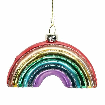£6.49 • Buy Gisela Graham Glass Rainbow Christmas Tree Decoration, 10cm