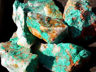 Natural MALACHITE ON QUARTZ Rough - 2000 CARAT Lot- Specimen Rocks- Lapidary • $17.90