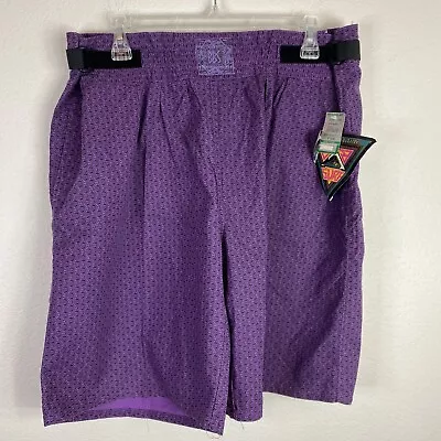 Vintage BB Surf Swim Trunks Shorts Adult L Purple Geometric Print Cotton NOS • $24.99