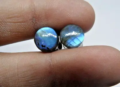 Natural Labradorite Tunnels Blue And Multiple Fire Plugs Earrings Body Jewelry • $90