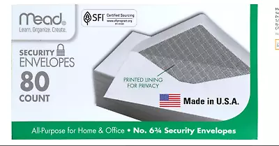 80 Security Envelopes White Letter Mailing Shipping Confidential 3-5/8”x 6-1/2” • $7.35