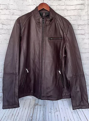 NEW 7 Diamonds Men's ‘Norwell’ Full Zip Genuine Leather Moto Jacket - Plum - XL • $399