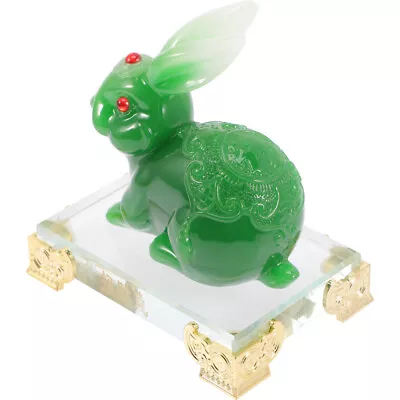  Wood Rabbit Sculpture Table Decorative Bunny Jade Ornament Dining • £18.15