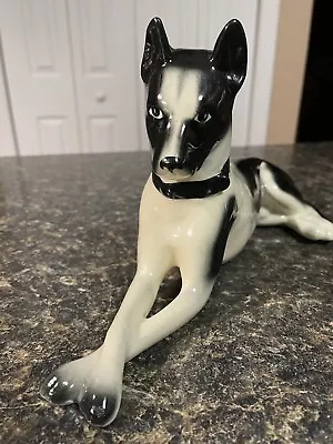 Vintage Great Dane Porcelain Figurine White And Black Dog 10 1/8” Long • $39.99