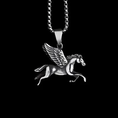 $10.37 • Buy Pegasus Viking Gothic Rock Punk Hiphop Stainless Steel Pendant Necklace＋Chain
