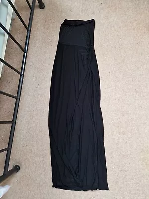 Pretty Little Thing Black Strapless Maxi Long Dress With Slit Size 10 • £3