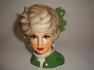 Vintage Napco  Young Lady Headvase - 5 1/2  Tall - Turtleneck And Bow - NICE!! • $49