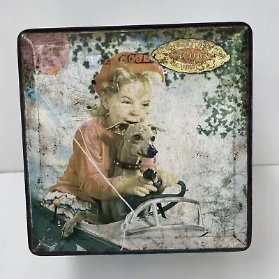 Jacobs Vintage Tin Merry Day 1964 Metal Biscuit Tin 6  X 6  • £7.99