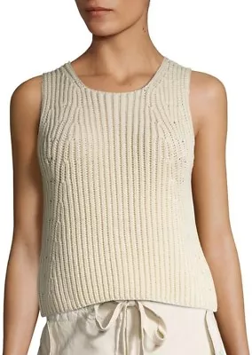 New Vince Chunky Rib Off White Sleeveless Tank Top Size L $265 • $69.99