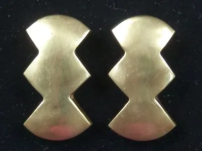 Steven Vaubel Clip-on Earrings 18k Gold Vermeil Chevron Signed Vtg 1990s 1980s • $259.99