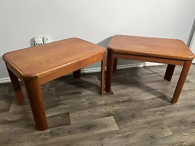 A Pair Of Midcentury Nordic Side Tables / Bedside Tables Coffee Table Teak • £429.99