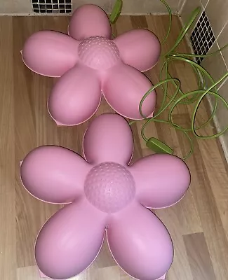 IKEA Smila Blomma Pink Flower Wall Lights X2 Children's Bedroom Plug In-Nursery • £24