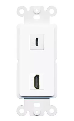 2 Port White Decorative Jack Coupler Keystone Rocker HDMI USBC Wall Plate • $12.44