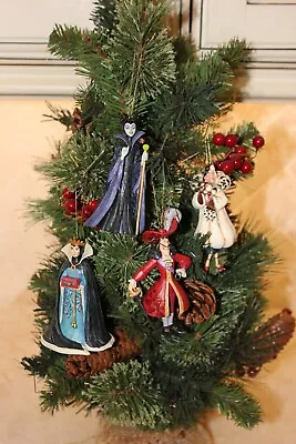 Jim Shore Christmas Disney Villian Ornament Set Cruella Hook Maleficent Villains • $375