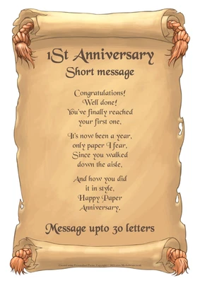 £3.49 • Buy PERSONALISED POEM SCROLL  10th 20th 30th 40th 50th 60th Wedding Anniversary Gift